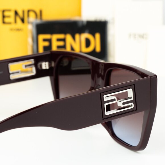 Fendi Women Sunglasses Brown Gradient Bordeaux Square FE40124F BAGUETTE 81T NEW - Picture 5 of 8